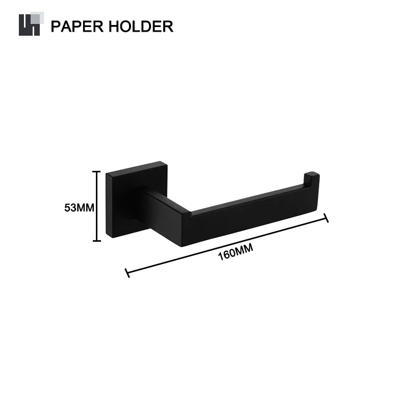 Schwarz Bad zubehör Edelstahl Set Wandre gal Handtuch halter Handtuch halter Taschentuch halter Kleider haken Toiletten bürste Anhänger