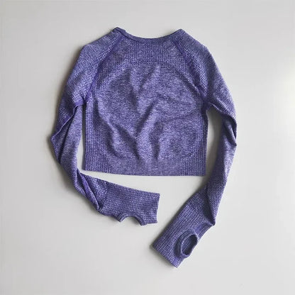 Seamless Shirts Crop Top Long Sleeves Shirts for Women Sports Fitness Gym Clothing Workout Tops Sports Shirts.