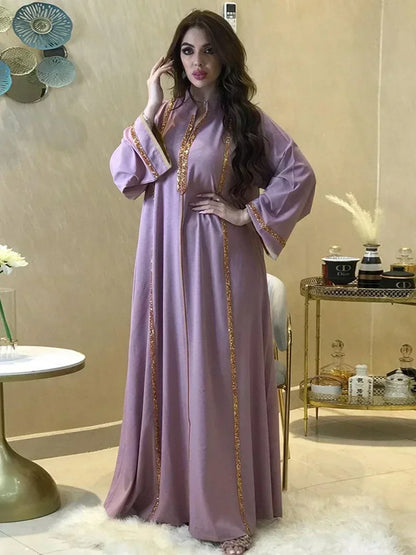 Ramadan Abaya Femme Musulmane marok kanis chen Kaftan für Frau Mode feste Diamanten voller Ärmel lose türkische Dubai Robe