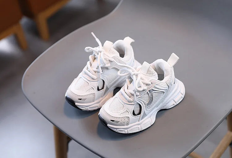 Spring and Autumn Children Sports Shoes Unisex Kids Sneakers Mesh Upper Breathable Basketball Shoes Tennis Casual Flats Footwear.