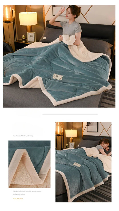 2025 NEW Winter Keep Warm Wool Throw Blanket for Sofa Winter Blanket King Size Home Warm Plaid Comforter Bedspread Bedding Sheet