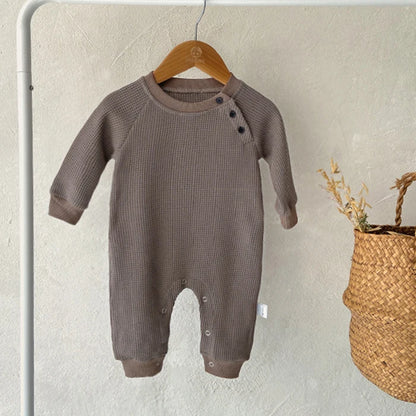 Infant Baby Mädchen Jungen Overall Einem stück Outfit Waffel Baumwolle Langarm Kleinkind Baby-spielanzug Frühling Herbst Baby Kleidung.