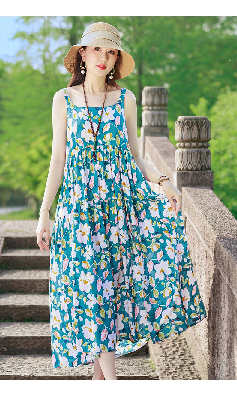 Neue Mode Lässig 2025, Sommer Elegante Kleider Für Frauen Oansatz Druck Vintage Ärmelloses Kleid Lose Frauen Kleidung