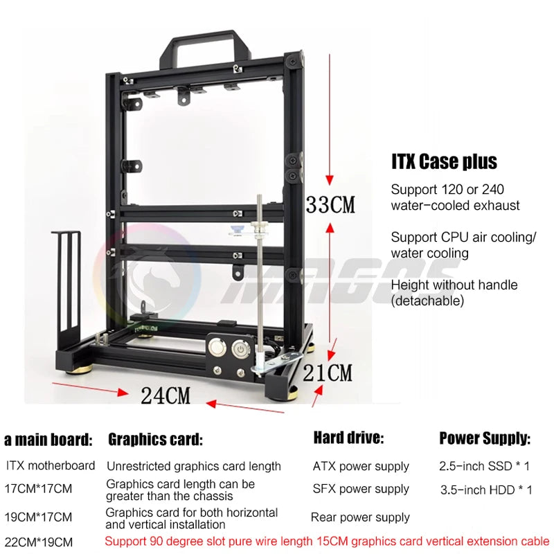 Open Computer Chassis DIY Creative Aluminum Frame Air Water Cooler 360 MOD ATX/ ITX / MATX Frame Desktop Case
