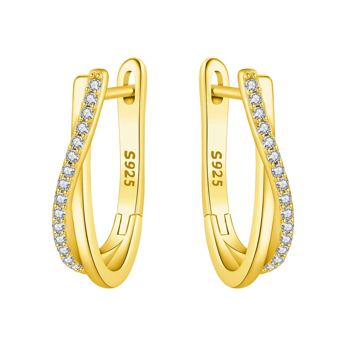 Original 2025 S925 Sterling Silver Zircon 18K Gold Lining Vintage Hoop Earrings for Women Birthday Party Wedding Gift Jewellery