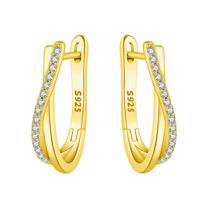 Original 2025 S925 Sterling Silver Zircon 18K Gold Lining Vintage Hoop Earrings for Women Birthday Party Wedding Gift Jewellery