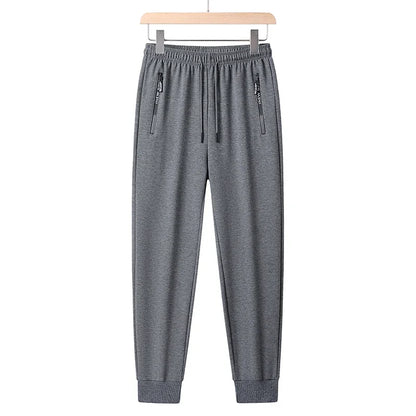 Summer Big Size Men's Pant Drawstring Stretch Sport Jogger Trouser Male Plus Large Fit Zip Pocket 4XL 5XL 6XL 7XL 8XL Grey Black.