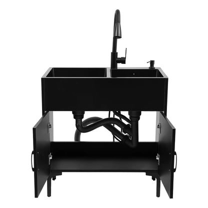 Wäschewaschbecken aus Edelstahl 201, Wäschewaschbecken mit ausziehbarem Wasserhahn, Waschbecken mit Schrank für Küchen, Restaurants, Dessertgeschäfte