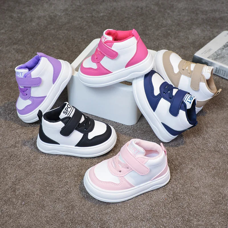 Fashion Kids Sneakers Spring Autumn High Top Breathable Casual Shoes Girls Non-slip Board Shoes Boys Outdoors Basketball Shoes.