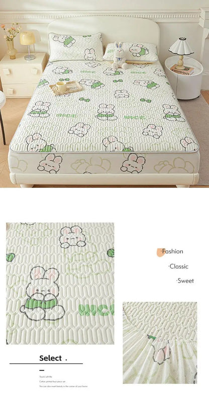 Cartoon Cute Pattern Cooling Fitted Sheet Single Natural latex fabric Soft cushion for Bedding Slow rebound Non-Slip Mattress