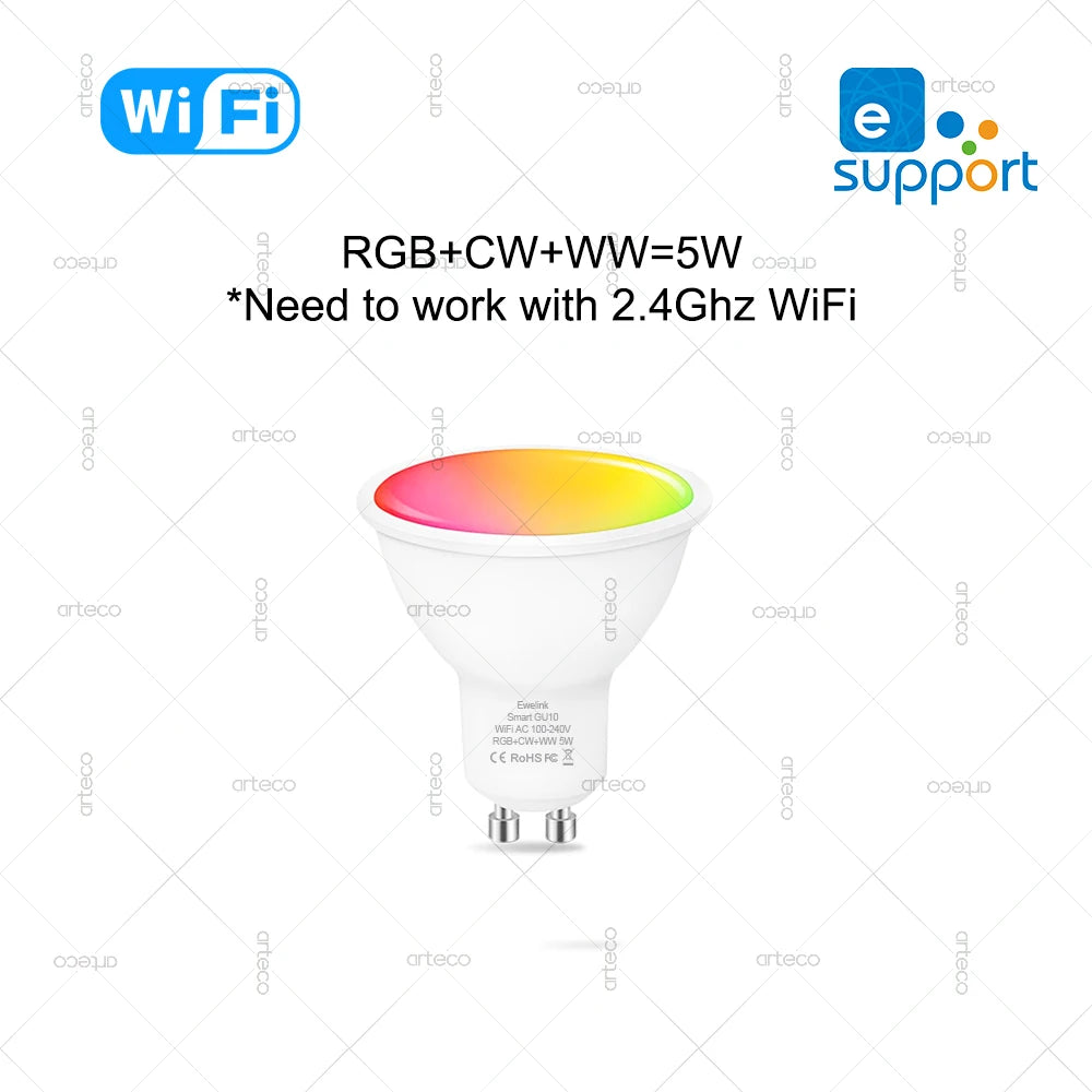 EWelink E27 E14 GU10 Smart Bulb WiFi Zigbee, dimmbare LED-Glühbirne RGB CW-Lampe funktioniert mit Alexa Amazon Google Home Yandex Alice.