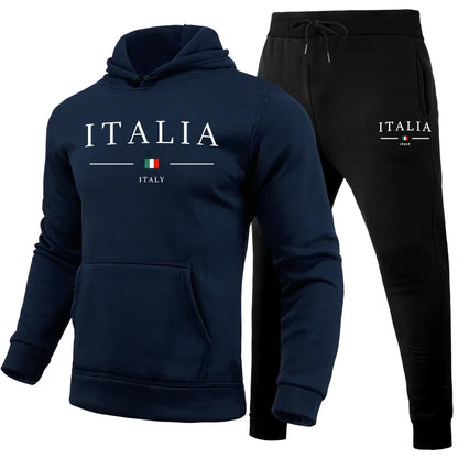 Italy Fashion Men's Sportswear 2pcs Set Hoodies&Sweatpants High Quality Male Daily Casual Sports Jogging Suit Winter Gym Outfits.