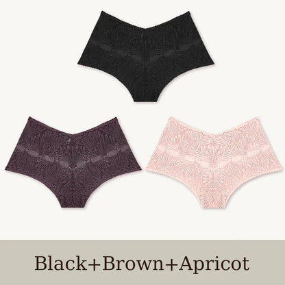 3Pcs Women's Seamless Lace Briefs Women Plus SizePanties Solid Color Breathable Underwear Female Low Waist Soft Lingerie S-XL.