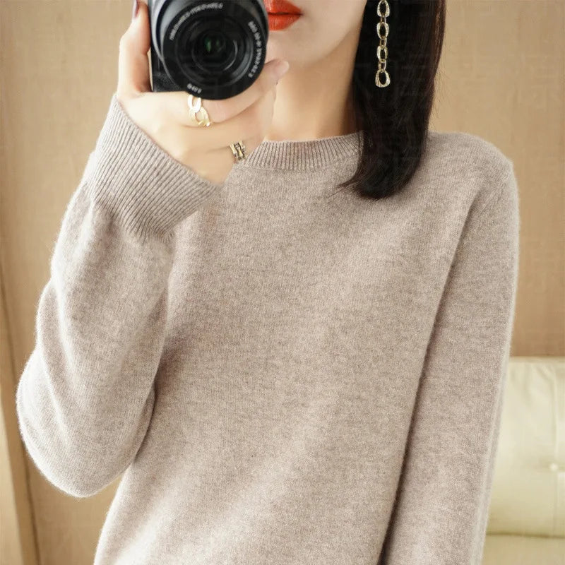 Herbst und Winter Kaschmirpullover Damen Rundhalspullover lässig gestrickt Top Damen kurze Unterwolle Mode 18 Farben