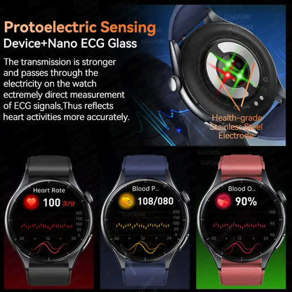 2025 New ECG+PPG Health Diagnosis Smartwatches Men Women Clock Uric Acid Lipid BP Heart rate Tracker NFC Sports Smart Watch IOS.