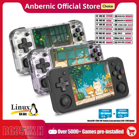 ANBERNIC RG35XX H Hand-held Consoles For Playing Video Games 3.5-inch IPS 640*480 Screen Retro Game Player 3300 mAh 5000+ Games.