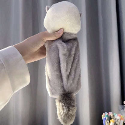 Creative Cute Sea Otter Shape Plush Pencil Bag 1PC Large Capacity INS Cartoon Pencil Case Velvet Pencil Case Student Stationery.