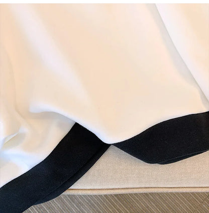 150kg plus size Damen büste Herbst Frühling lose einz eilige Hals Langarm Sweatshirt schwarz weiß 5xl 6xl 7xl 8xl 9xl