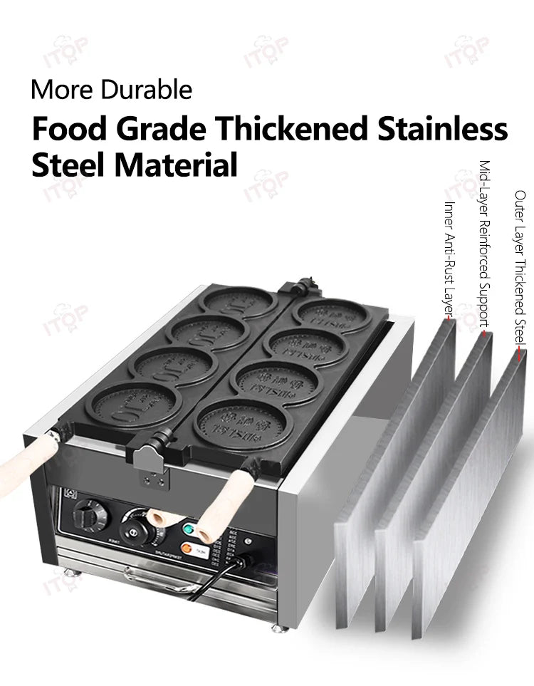 ITOP WG-1 Commerical Coin Waffle Maker Non Stick Pan Waffle Maker Snack Maker Bread Machine Round Waffle Maker Timer 110V 220V.