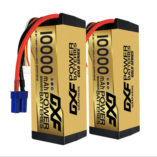 DXF 4S Lipo Battery 15.2V 10000mAh 150C Hard Case Battery with XT90 Connector for Car Truck Tank RC Buggy Truggy Racing Hobby.