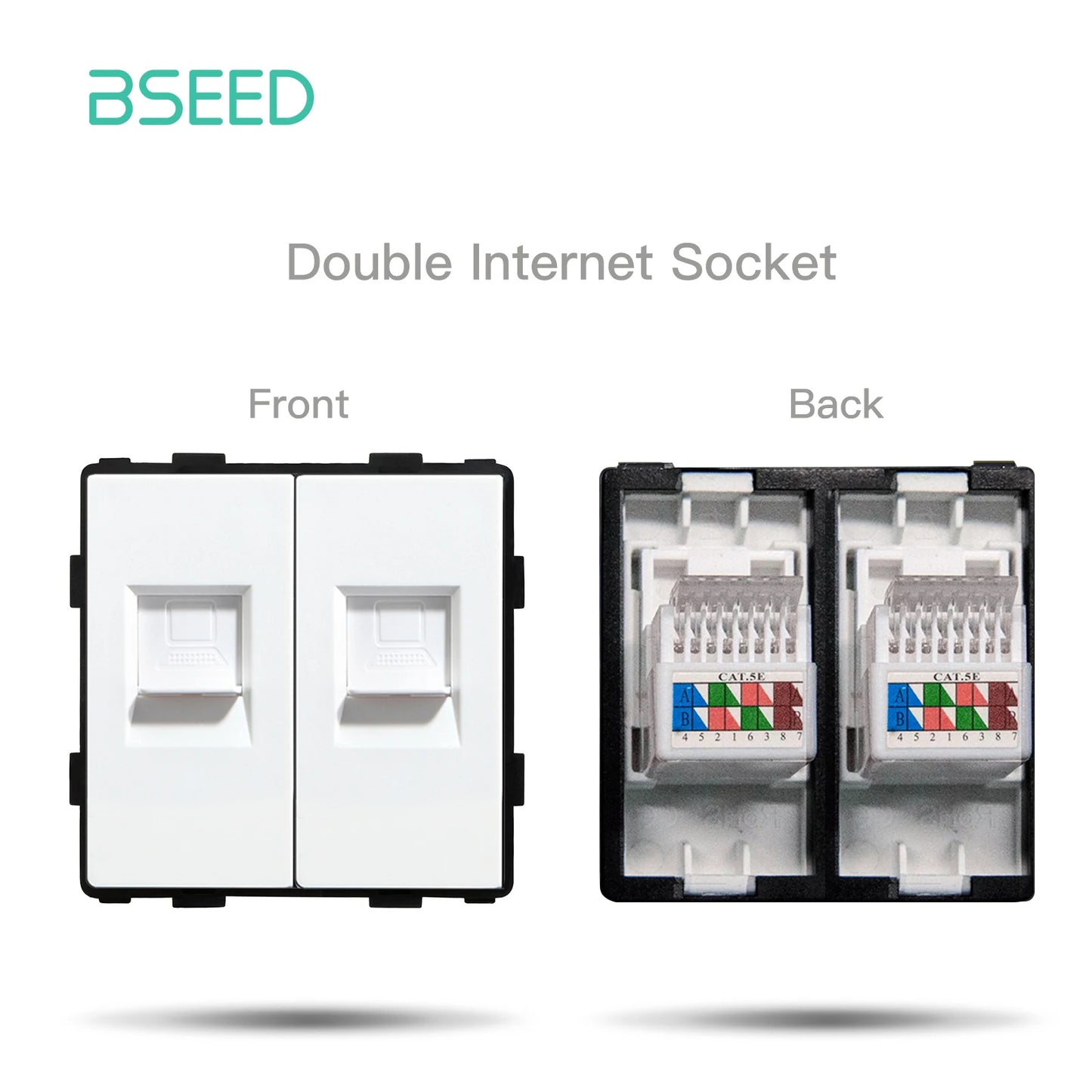 BSEED Wandlichtschalter Teile Weiße Glasrahmen USB-Steckdosen Funktionsmodul DIY EU CAT5 TV-Steckdosen Power ST TEL Steckdosenteile.