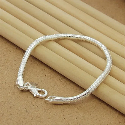 Fine 925 Sterling Silver Noble Nice Chain Solid Bracelet for Women Men Charms Party Gift Wedding Fashion Jewelry Hot Model.