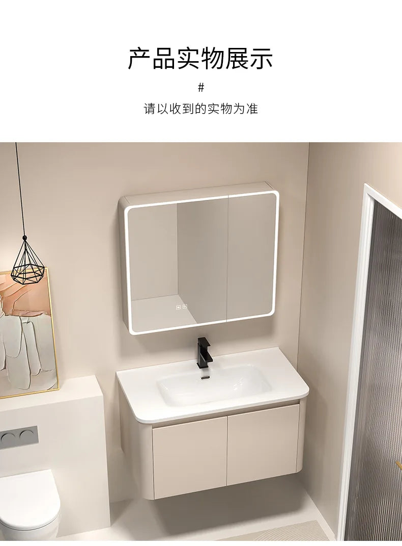 Moderner intelligenter Badezimmerschrank, Wabenstruktur, Aluminium, WC, Waschbecken, Schrank, Kombination, integriertes Keramikwaschbecken, Waschtisch