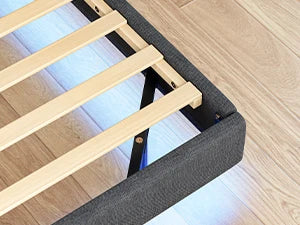 Gästebett 90 x 200 cm mit Ladestation und LED-Beleuchtung, Bettrahmen, einfache Montage zum Schlafen