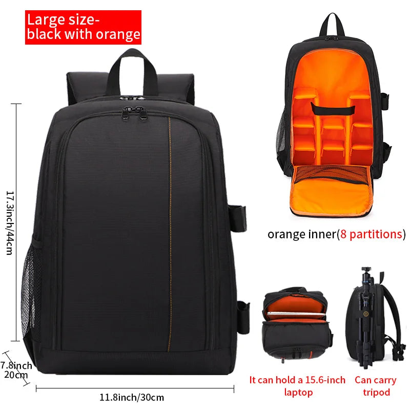 SLR digital camera backpack outdoor large capacity SLR camera bag 15.6-inch laptop backpack can accommodate SLR cameras and mult