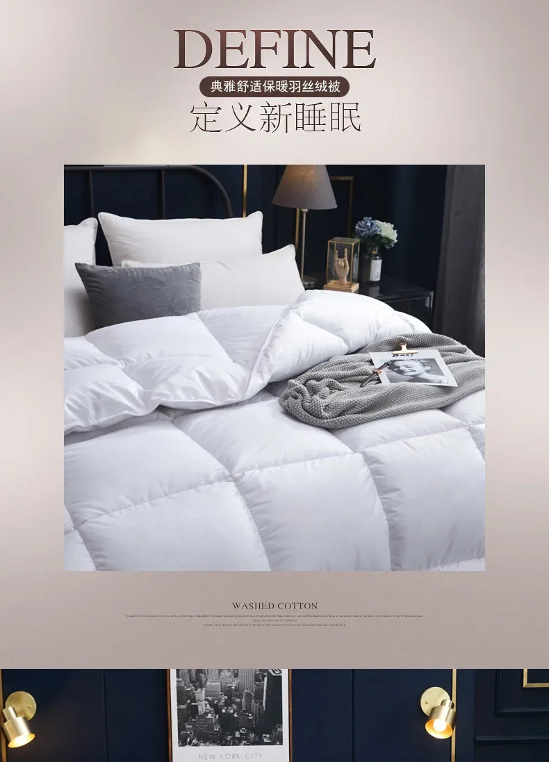 Winter Quilted Quilts Blanket 95% White Goose Down Soft Goose Down Warm Winter Duvet 거위털 이불 구스이불 거위Size King Twin Cover.