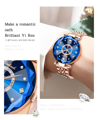 BINBONDN10 Women's Watches Elegant Fashion Original Quartz Watch for Lady Heart of the Ocean Design Waterproof Luminous Diamond.