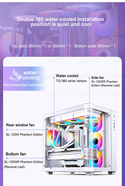 JONSBO TK-3 Desktop Chassis Curved Sea View Room Side Transparent ATX E-sports Case Double 360 Water Cooler Type-c Interface.
