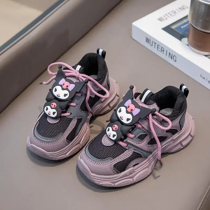 Kuromi Girl Shoe Spring Autumn Sanrios New Anime Figure Mesh Cloth Kawaii Cartoon Child Resistant To Dirt Sneakers Breathable.