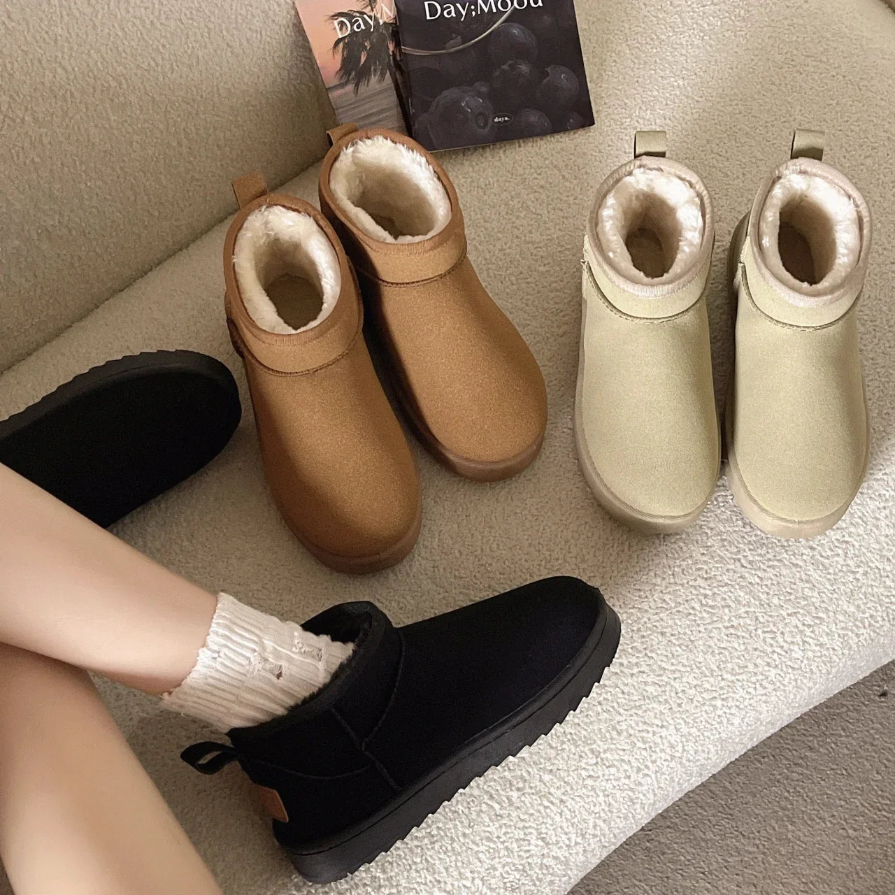 New Women Winter Ultra Mini Boots Designer Australian Platform Leather Warm Ankle Fur Booties Luxury Snow Boots