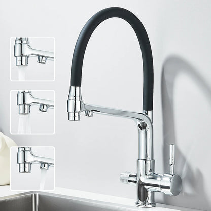 Kitchen Faucet Filtered Water Dual Spout Purification Feature Kitchen Tap 360 Rotation Water Crane For Kitchen
