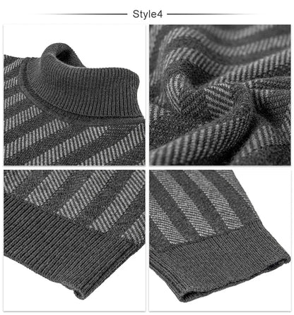 VOBOOM Men's Casual Slim Fit Basic Tops Knitted Lightweight Crewneck Twist Sweaters Turtleneck Pullover Sweater.