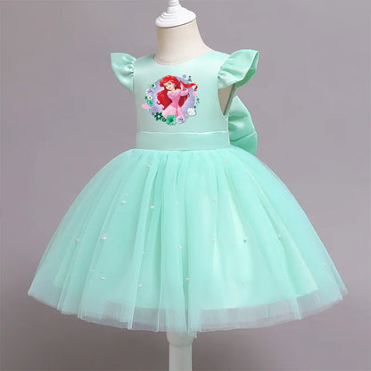 Die kleine Meerjungfrau elegante Prinzessin Spitze Kleid Kinder kleider für Mädchen Vintage Kinder Geburtstags feier Kleider Weihnachts kleidung.