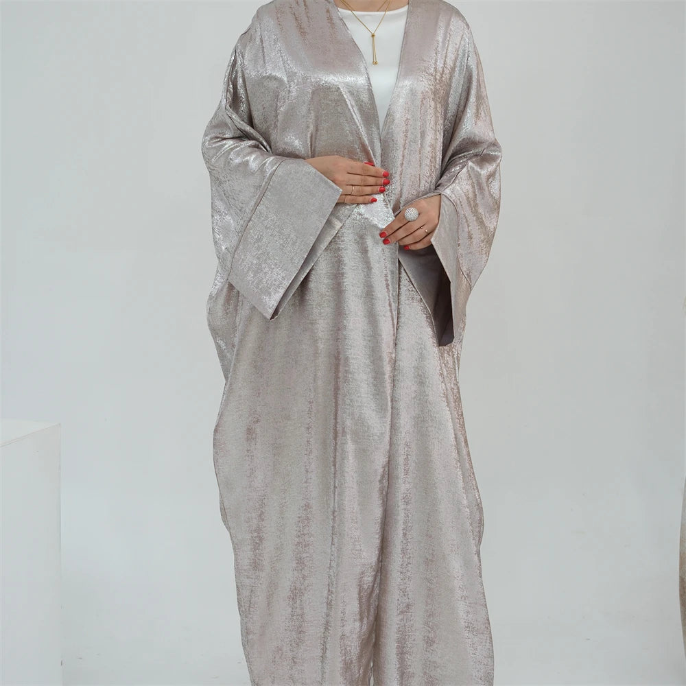 Ramadan Eid Shiny Satin Open Kimono Abaya Damen Dubai Luxury Muslim Kebaya Abayas For Women Kaftan Dress Islamic Clothing Femme.