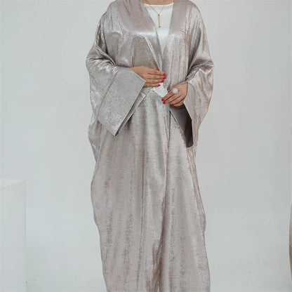 Ramadan Eid Shiny Satin Open Kimono Abaya Damen Dubai Luxury Muslim Kebaya Abayas For Women Kaftan Dress Islamic Clothing Femme.