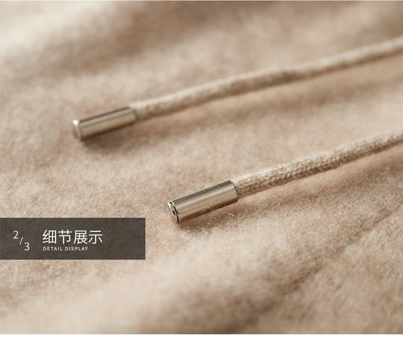 Autumn Winter New Thickened 100% Pure Cashmere Pants for Men High Waist Knitted Jogger Pants Solid Color Versatile Harem Pants.