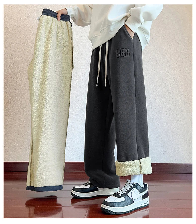 M-7XL Large Size Men's Down Pants Winter 2024 New Thick Lamb Down Casual Low-waist Cotton Pants Oversized Warm Straight Joggers.