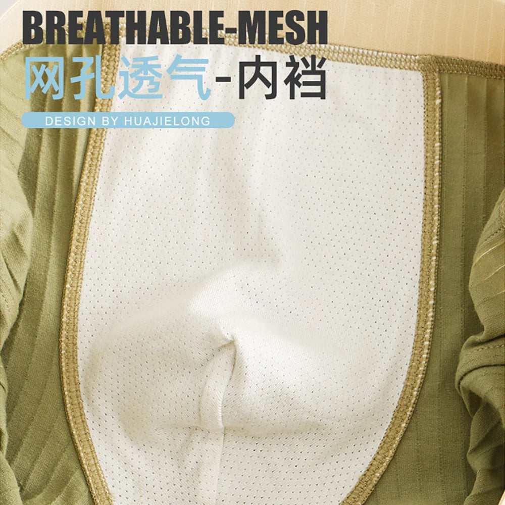 3 Teile/paket 100% Baumwolle Solide Gestreiften männer Boxer Sexy Atmungsaktive Mesh U Gabelung Unterwäsche Hohe Elastische Erweitern Bund Unterhose