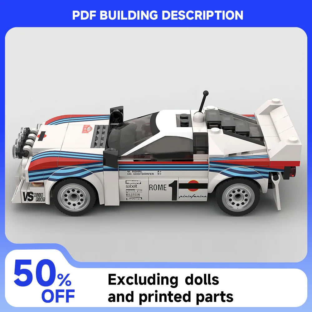 244PCS MOC-130287 Rally Racing Lancia Rally 037 Martini Racing 1983 Monte Carlo Building Blocks DIY Toy Holiday child Gift.