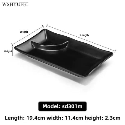 Black Melamine Plate Plastic Barbecue Dish Commercial Cutlery Kitchen Dinner Plates Not Easily Broken Tableware Accessories