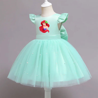 Die kleine Meerjungfrau elegante Prinzessin Spitze Kleid Kinder kleider für Mädchen Vintage Kinder Geburtstags feier Kleider Weihnachts kleidung