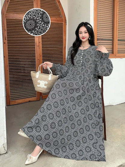 Kleid Frauen Kleidung plus Größe Frühling Sommer böhmischen Strand koreanischen Stil Blumen Vintage Vestidos Robe lose Kleider übergroß