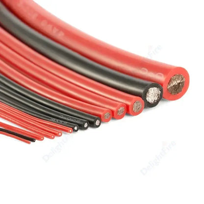Silicone Cable Solar Panel Electrical Wire Heat Resistant Red Black 24 22 20 18 16 14 12 10 8 6 4 awg gauge for Car Auto Battery.