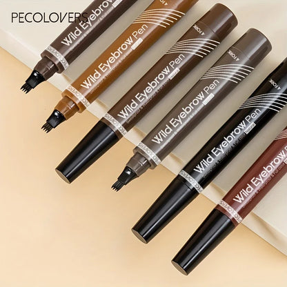 6 Colors 1pc Eyebrow Pen Waterproof 4 Split Tip Eyebrows Pen Eyebrow Tattoo Pen Waterproof Liquid Black Eyebrow Makeup Pencil.