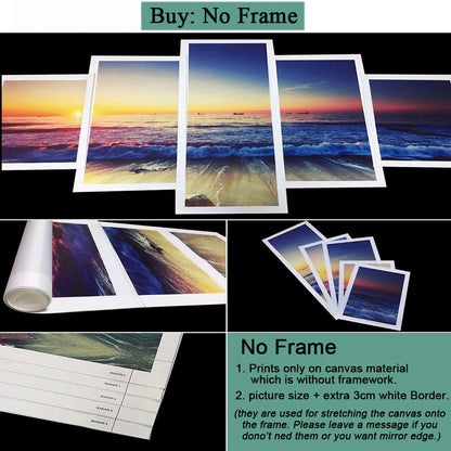 HD Prints Canvas Wall Art Living Room Home Decor Pictures 5 Pieces Corsica Sunset Beach Paintings Seascape Posters Framework.