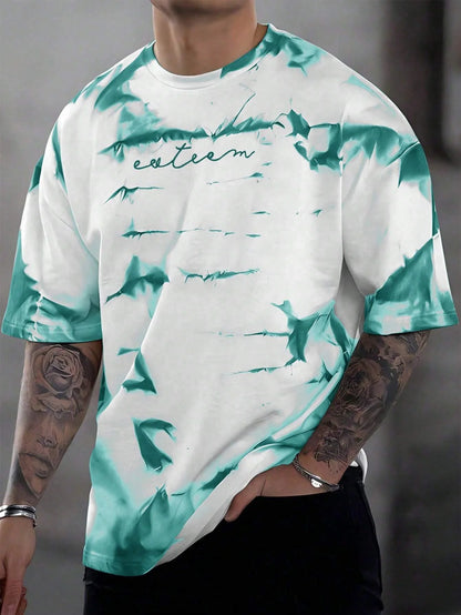 3d printing summer new men's casual simple short-sleeved T-shirt polyester fiber comfortable breathable printed short-sleeved.